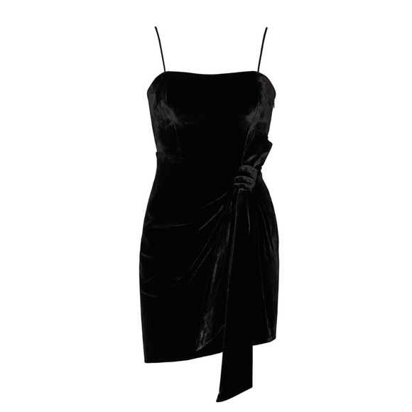Cinq A Sept Velvet Kiki Dress Side Sash Tie Bow Mini Cocktail - Size 4 - Picture 1 of 9